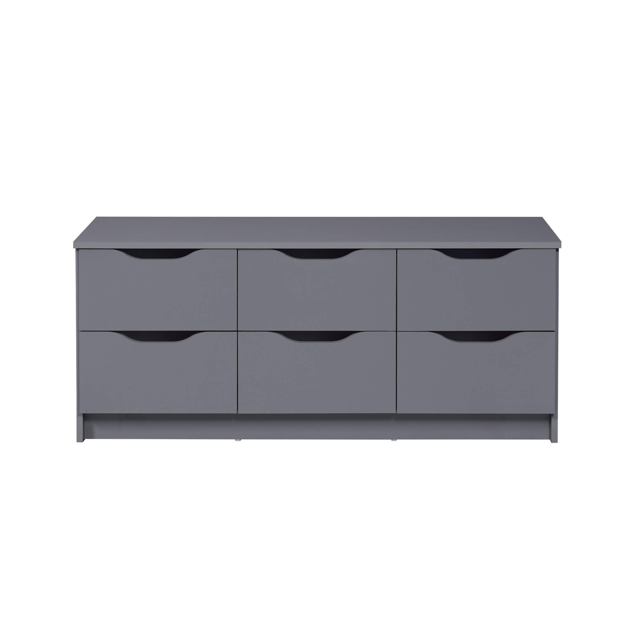 Commode 6 tiroirs en bois gris anthracite - CO12097