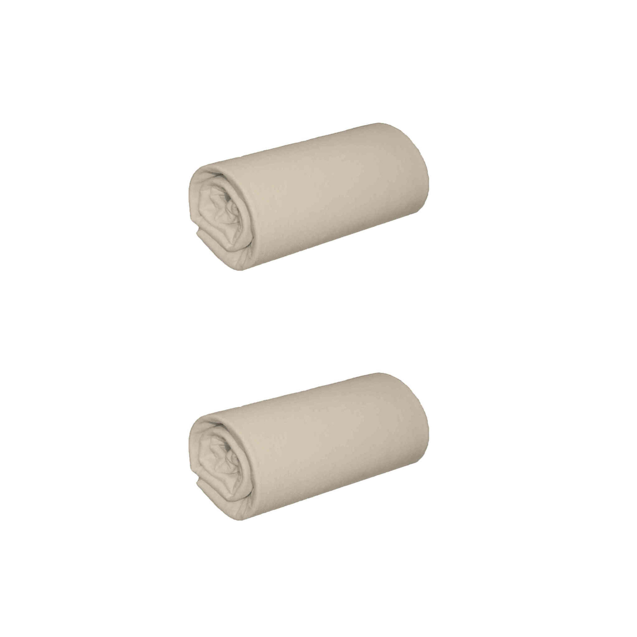 Lot de 2 draps housses jersey beige bonnet 30 cm 100% coton biologique 70x190/200