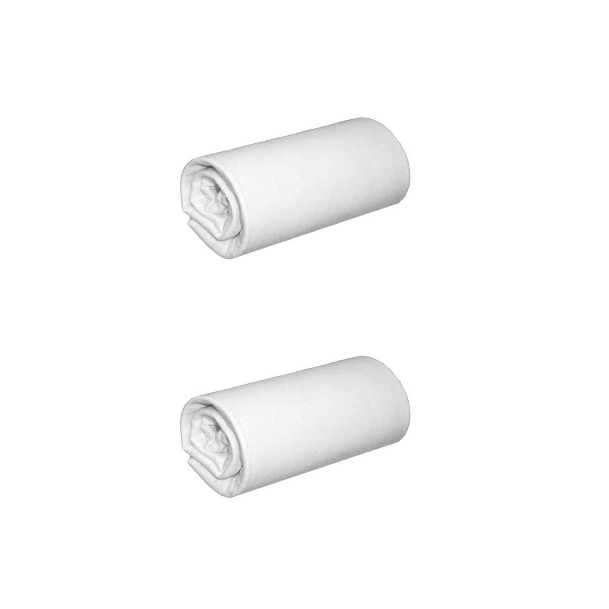 Lot de 2 draps housses jersey blancs bonnet 30 cm 100% coton biologique 70/80x190/200
