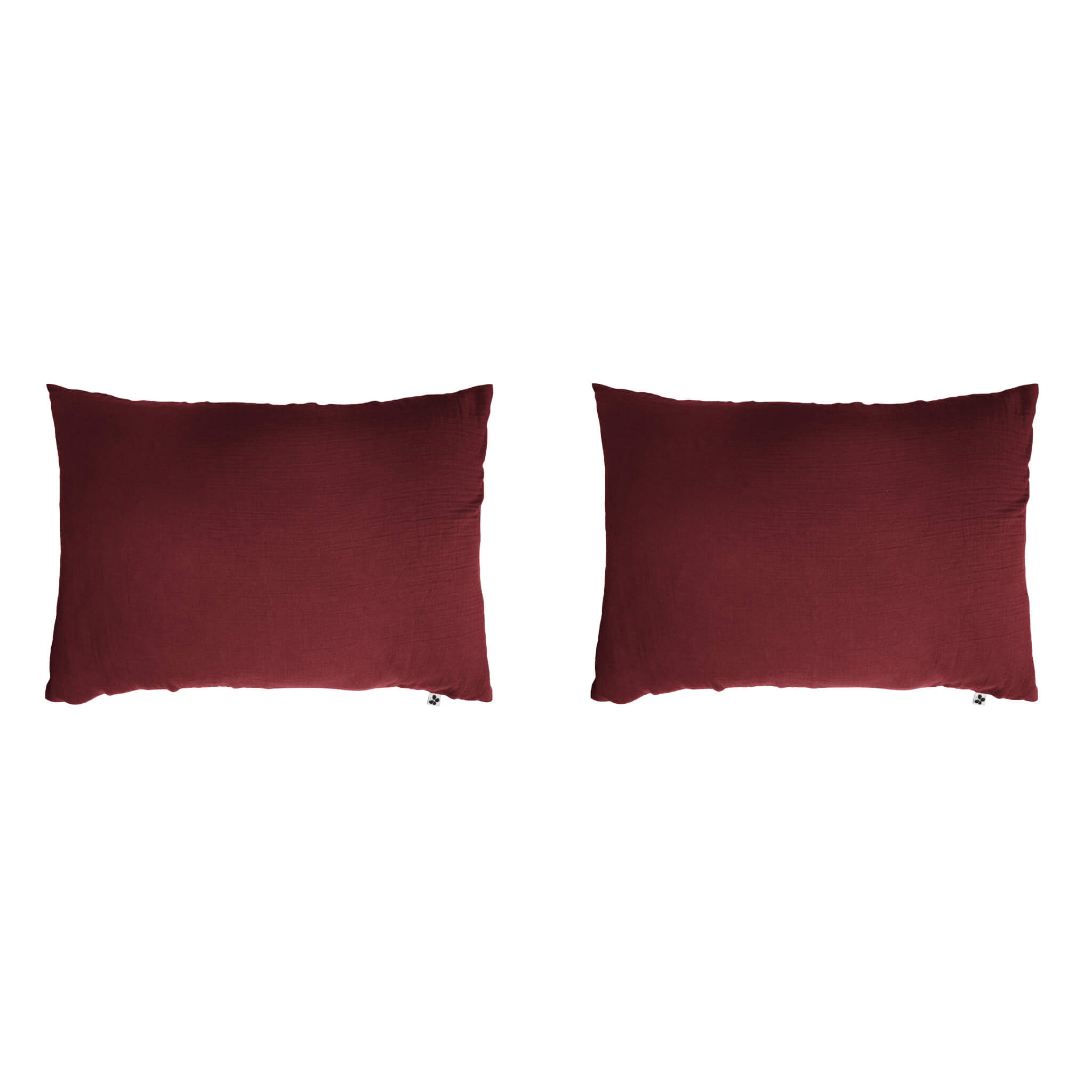 Lot de 2 taies d'oreillers double gaze de coton bordeaux 50x70 cm