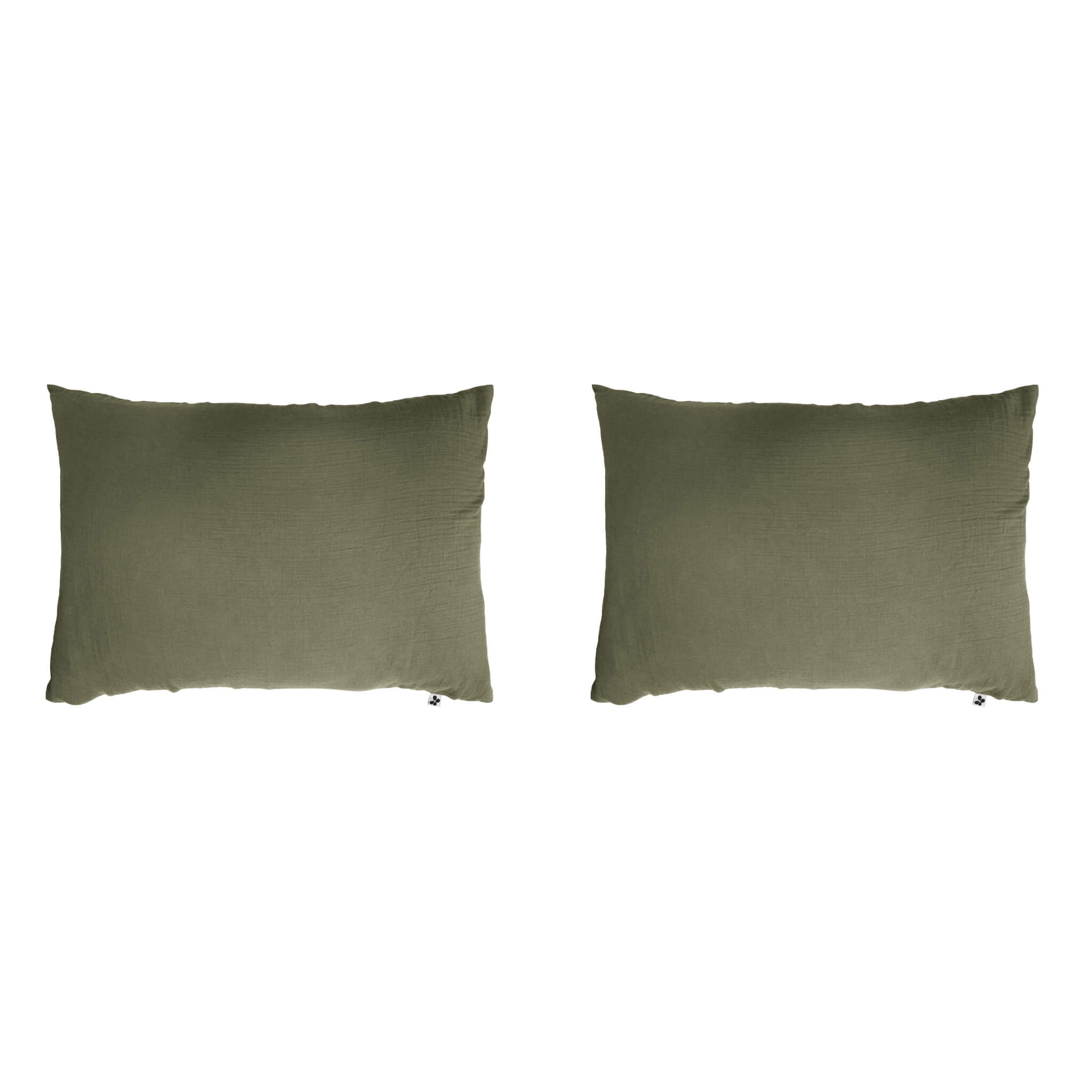 Lot de 2 taies d'oreillers double gaze de coton kaki 50x70 cm