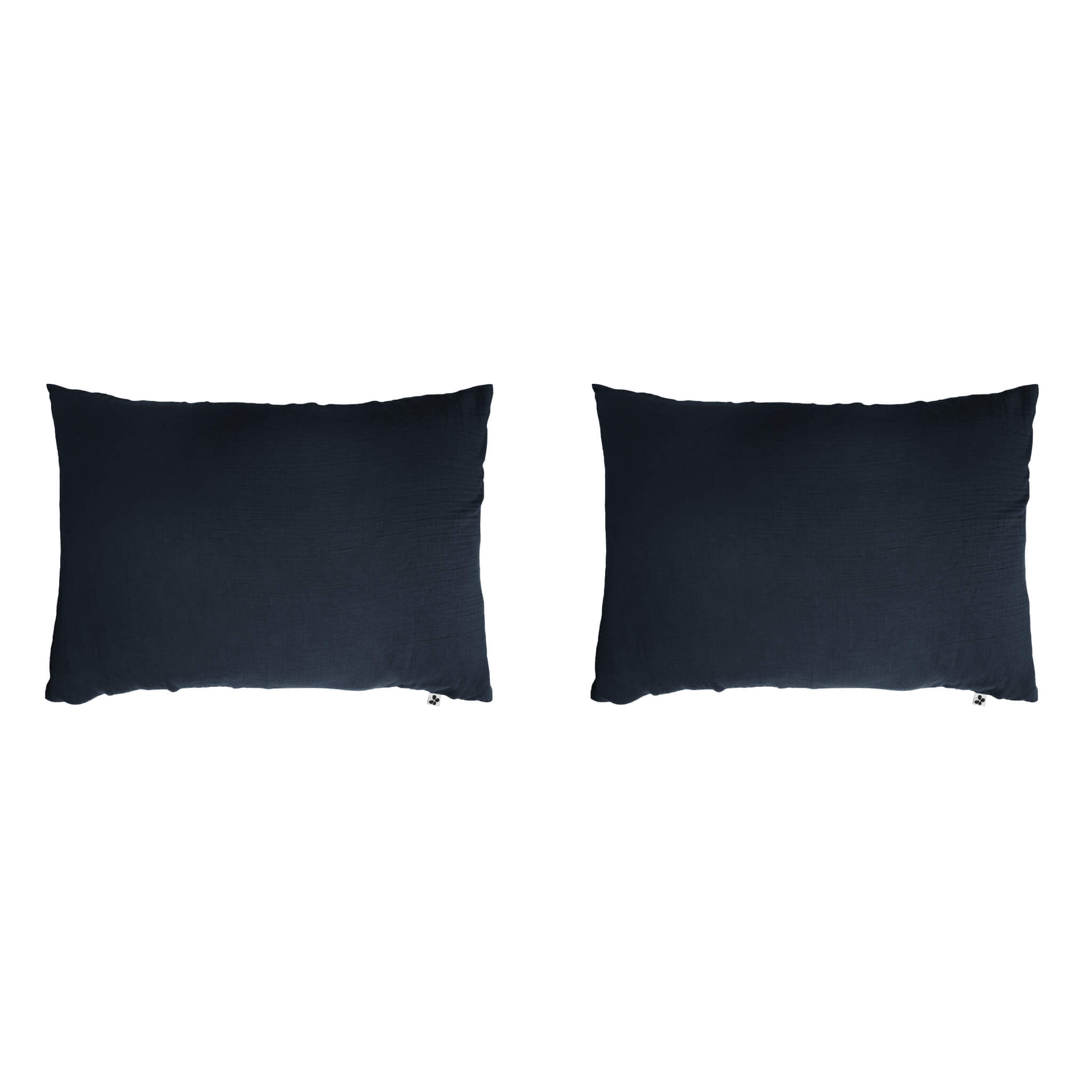 Lot de 2 taies d'oreillers double gaze de coton marine 50x70 cm