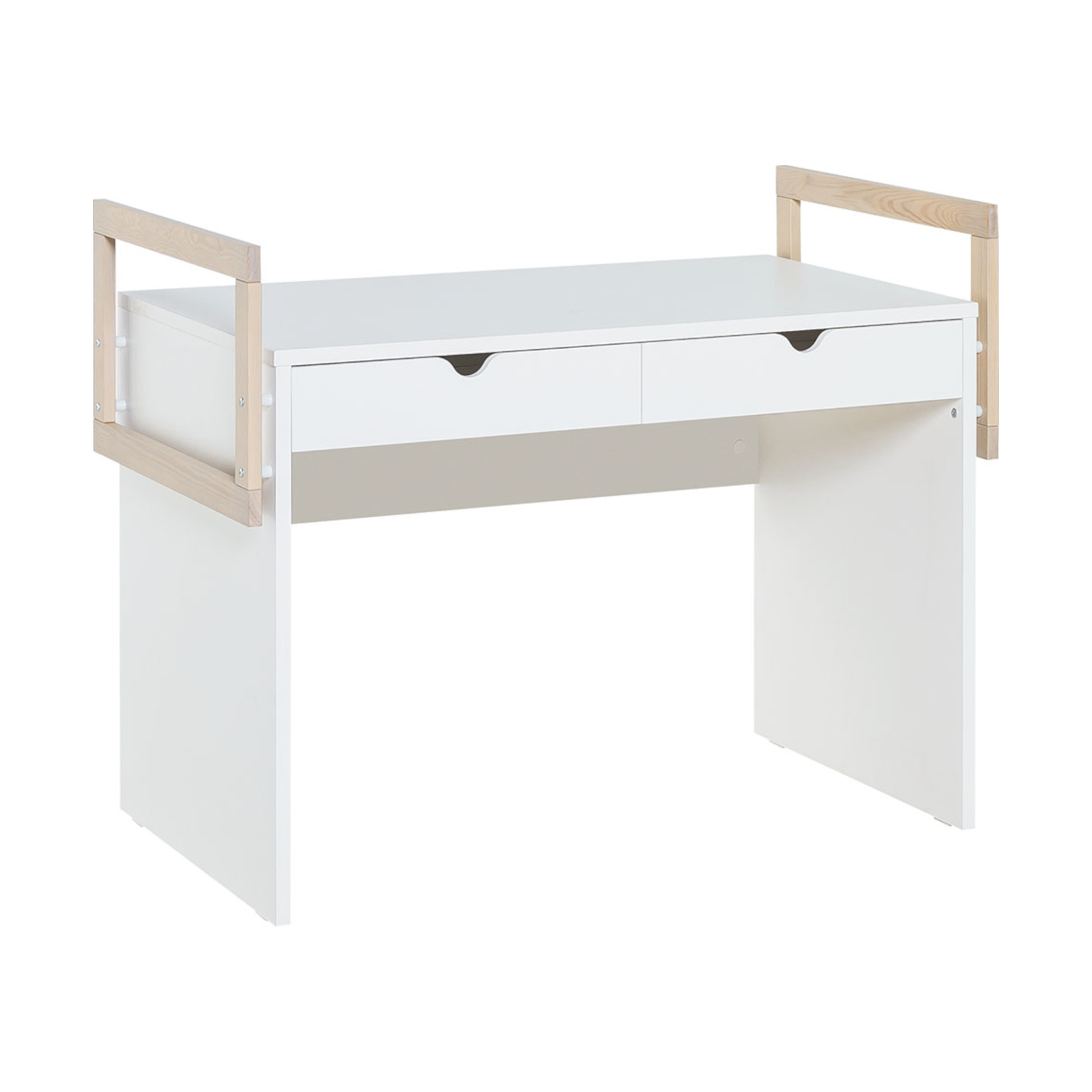 Bureau 2 tiroirs en bois blanc et imitation chêne - BU13038