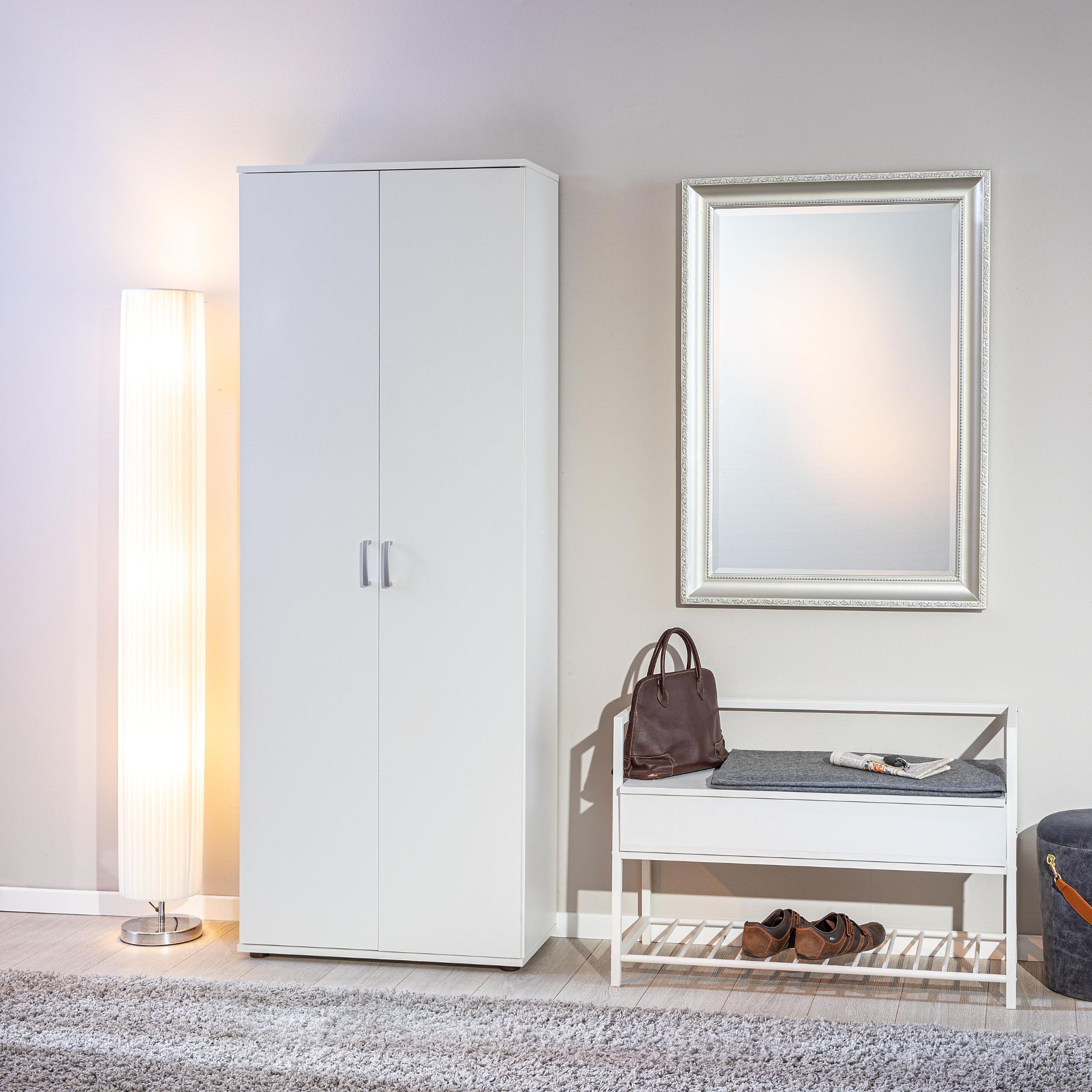 Armoire 2 portes en bois blanc - AR12057