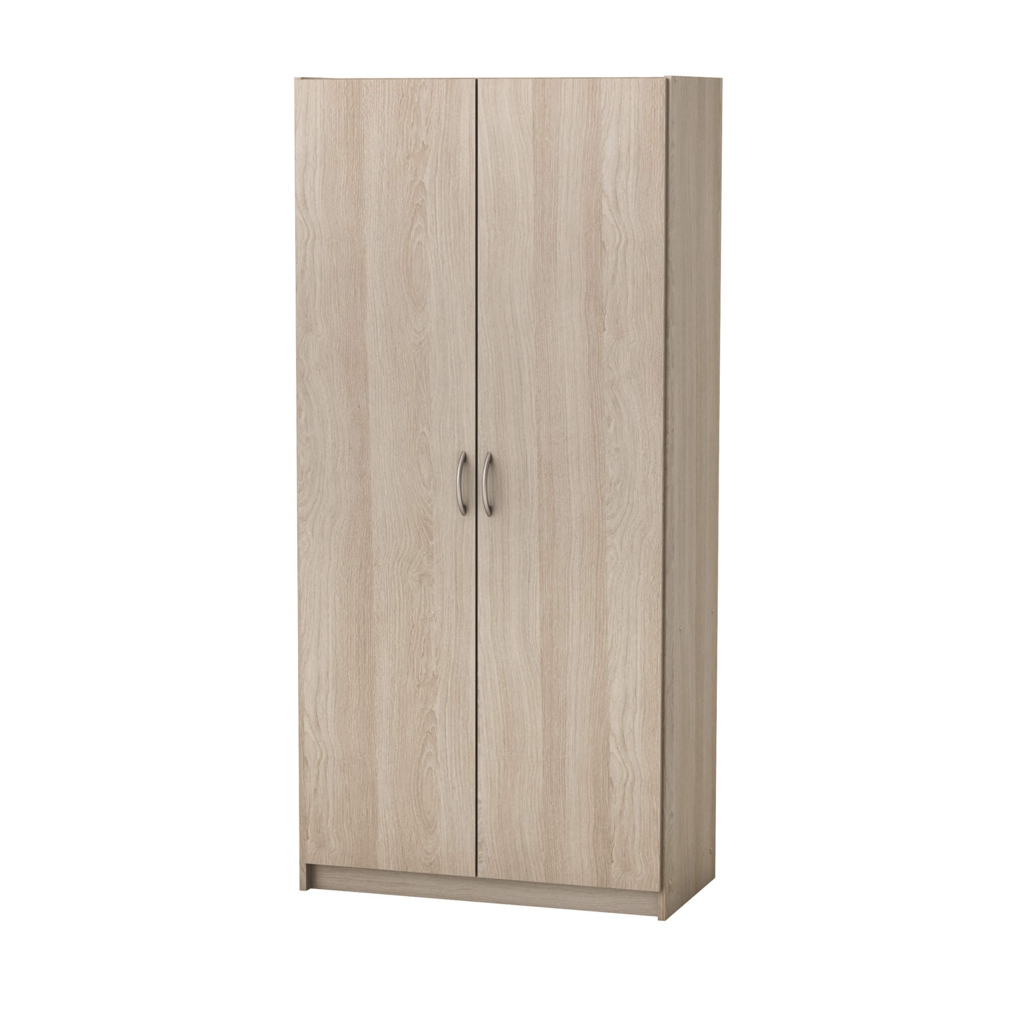 Armoire 2 portes lingère multifonction en bois imitation chêne
