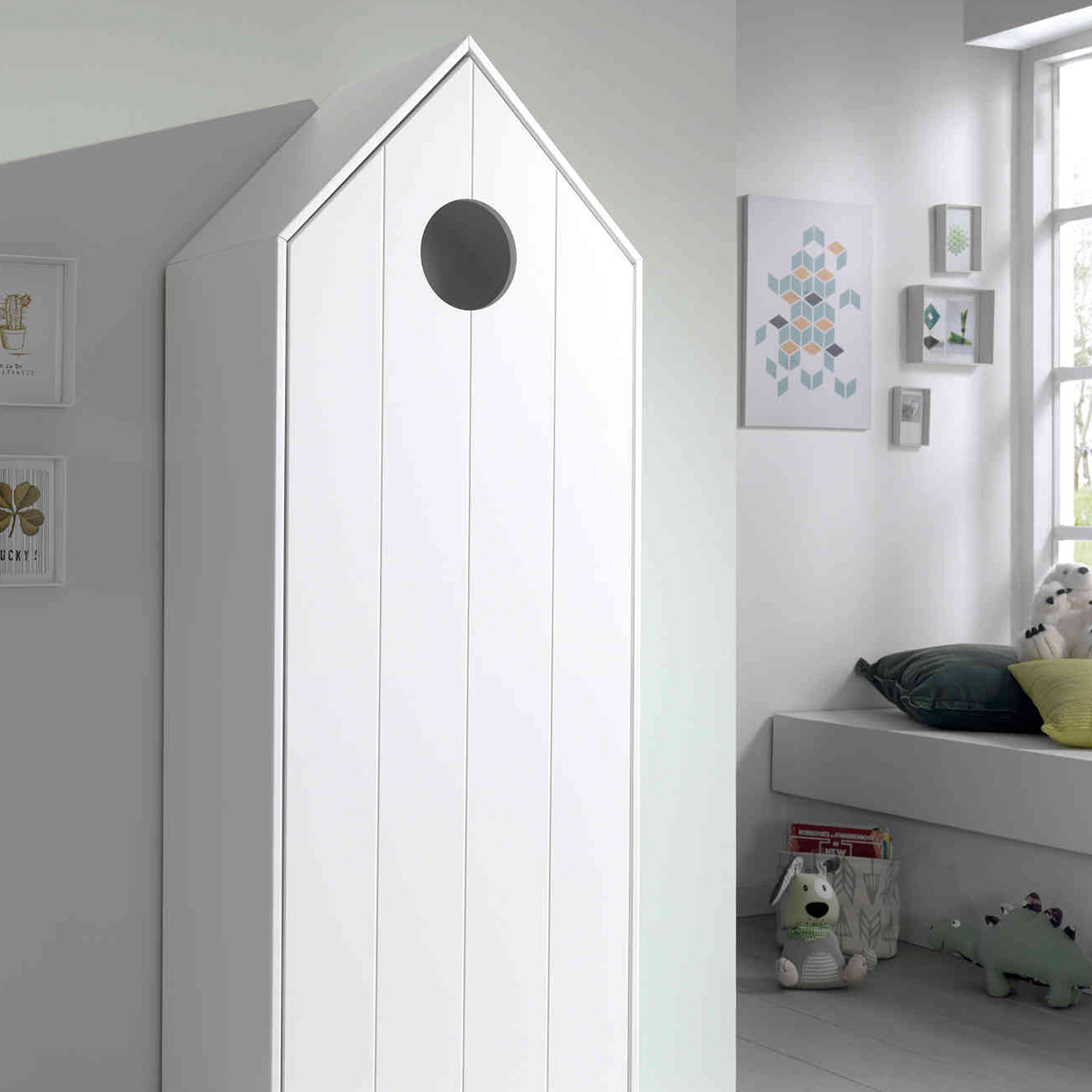 Armoire cabane enfant en bois blanc - AR2027-1