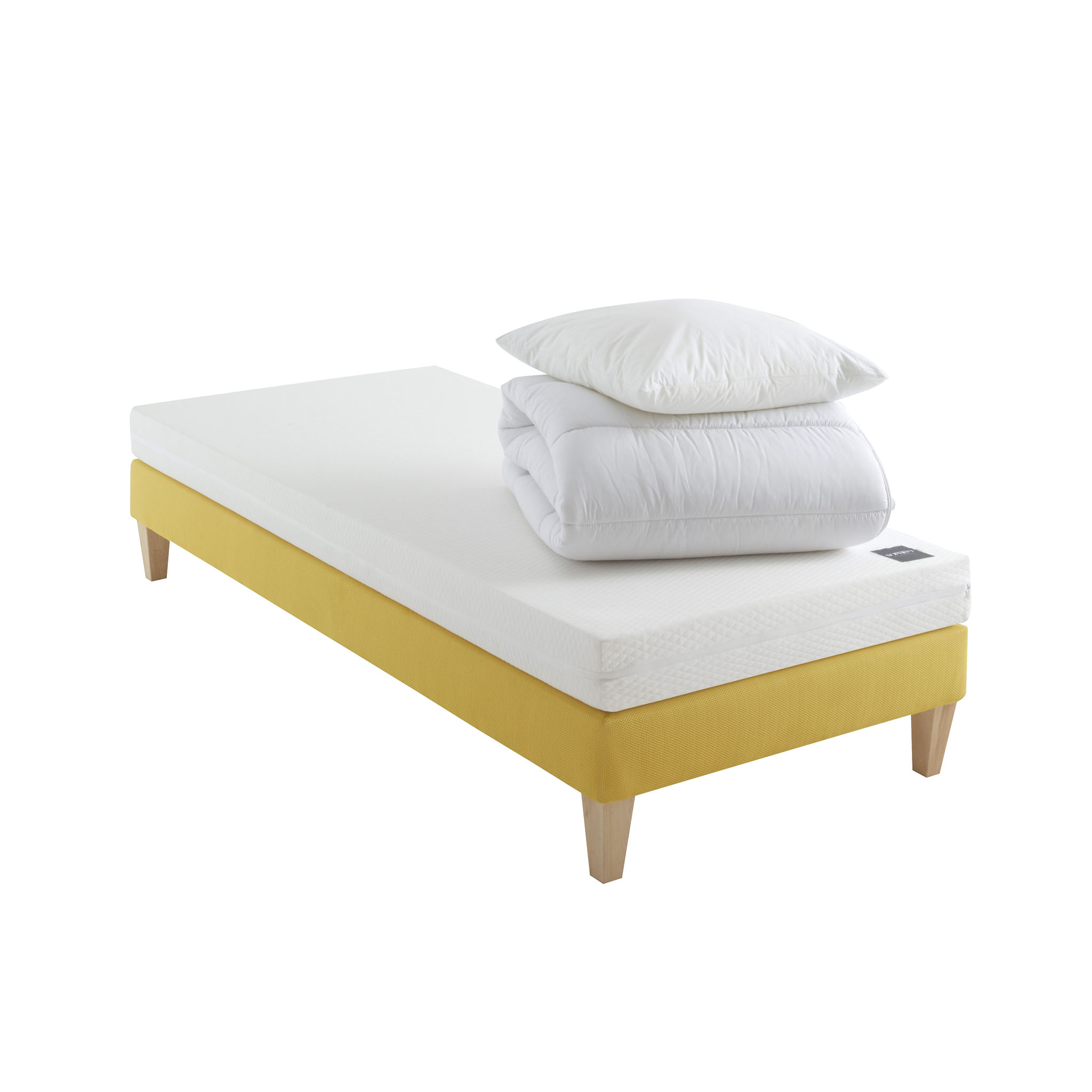 Ensemble matelas junior mousse, sommier, pieds, couette et oreiller Aurore 100 - SOMEO
