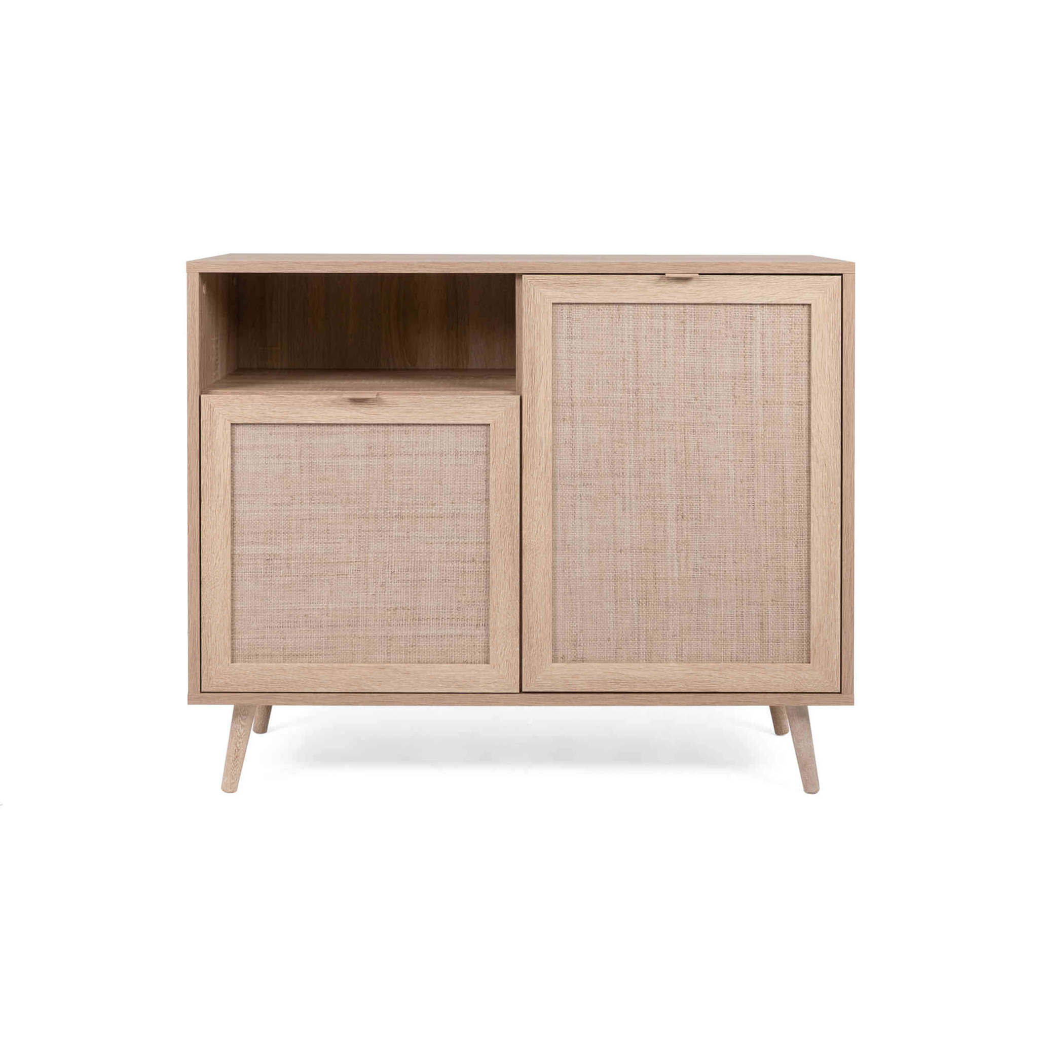 Commode 1 niche 2 portes en imprimé cannage - CO7073-1