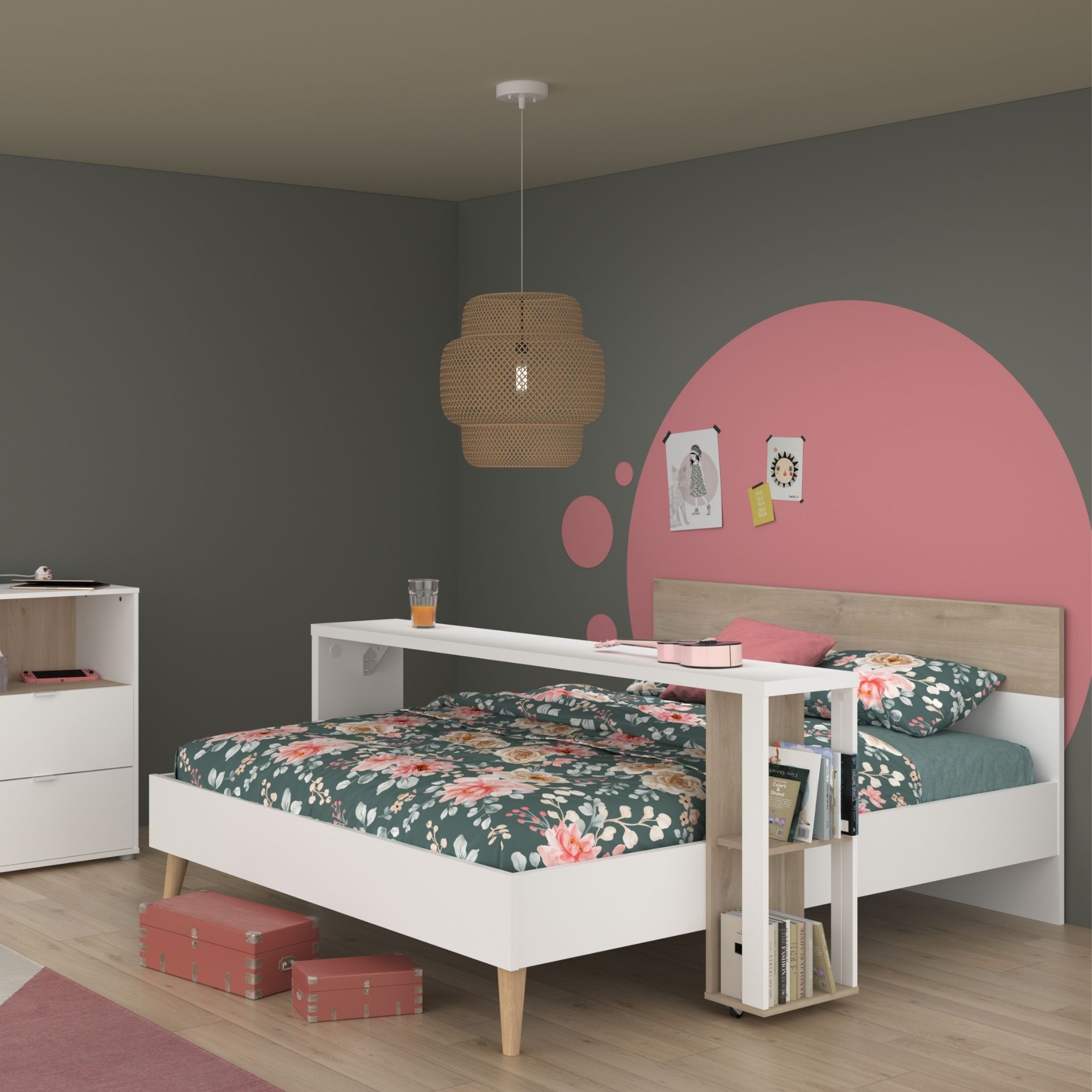 Bureau sur roulettes bicolore GABY