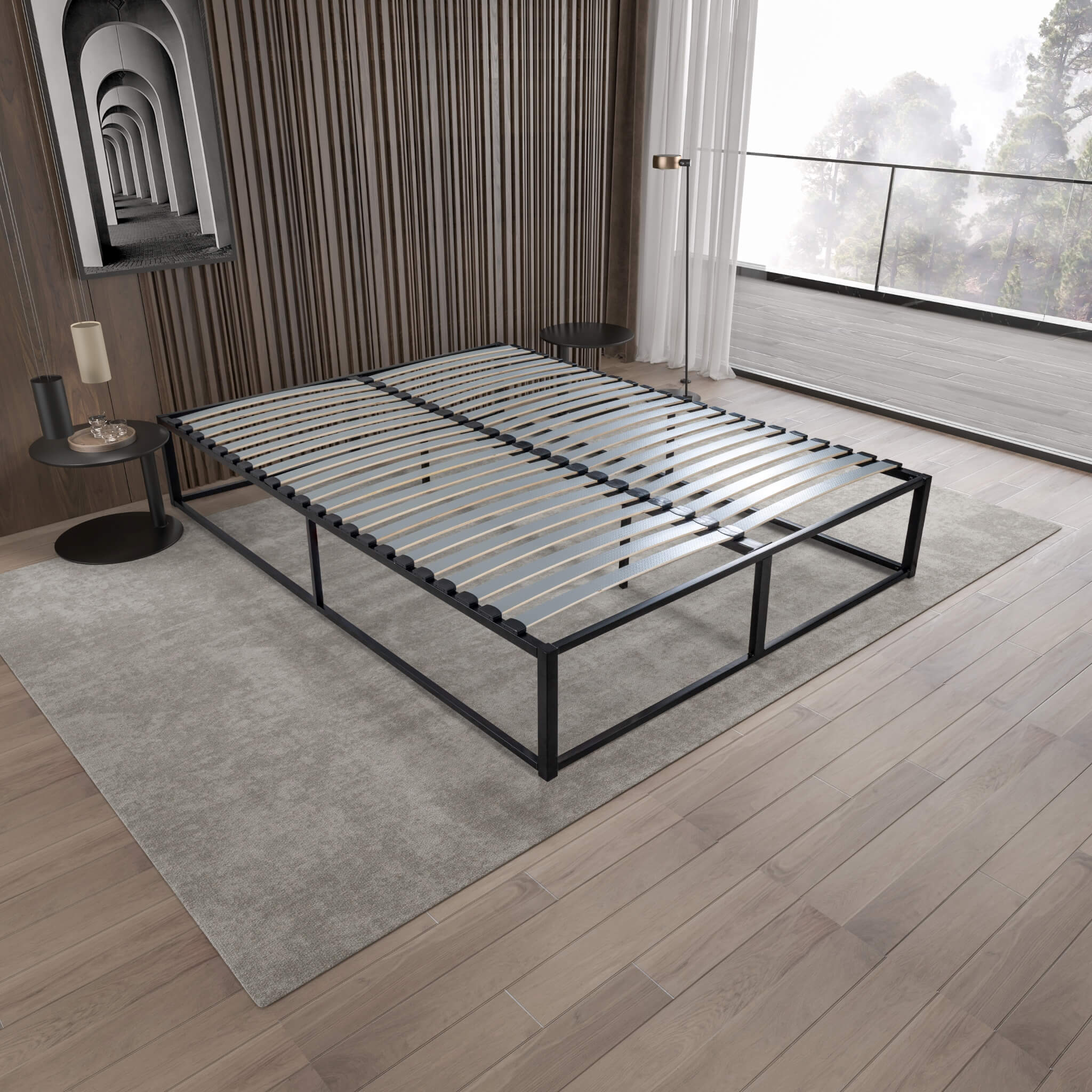 Cadre de lit métal en kit avec lattes -Terre de Nuit