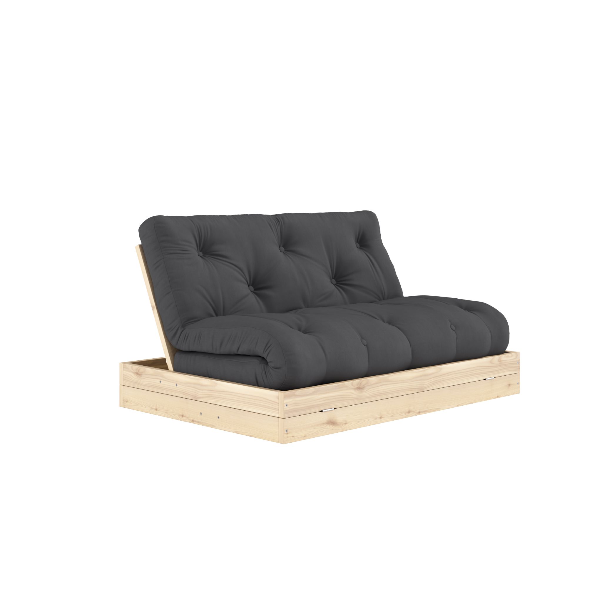 Canapé convertible en pin massif avec futon anthracite FLIP