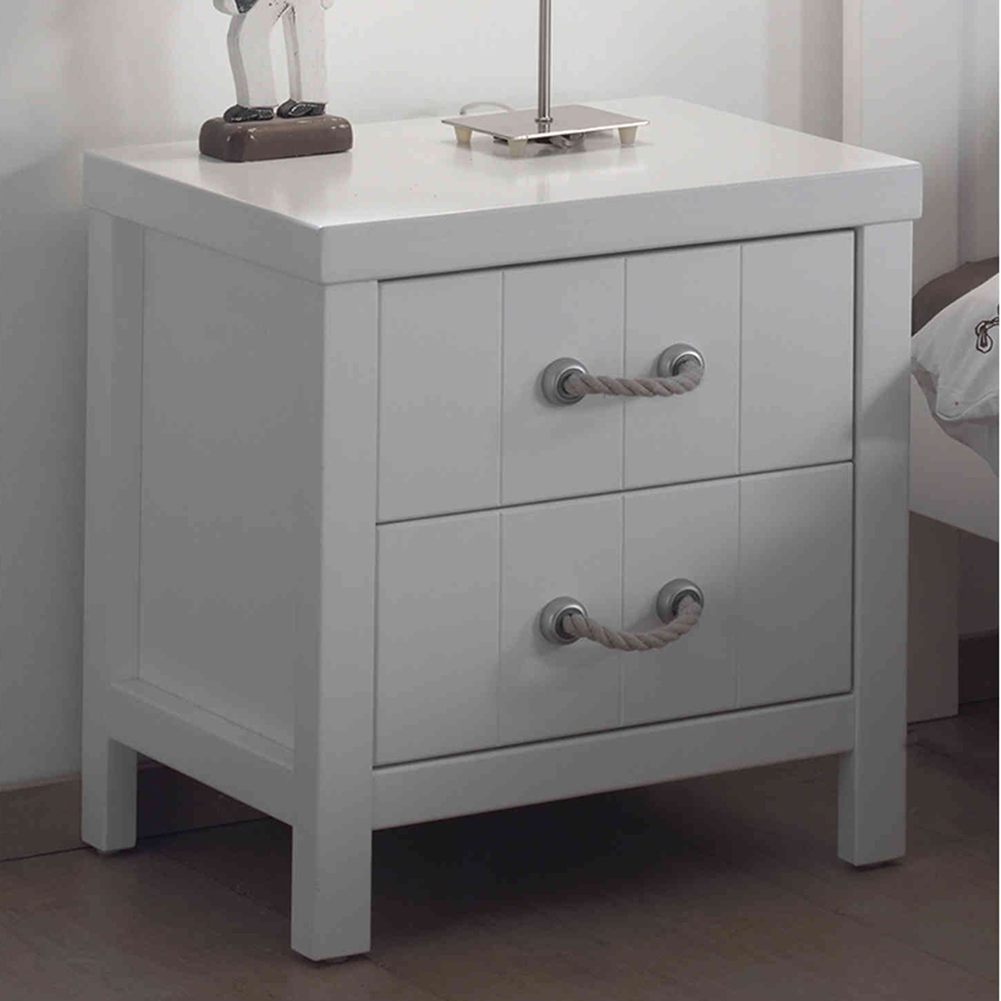 Chevet 2 tiroirs bois vernis blanc CH2016 - Terre de nuit