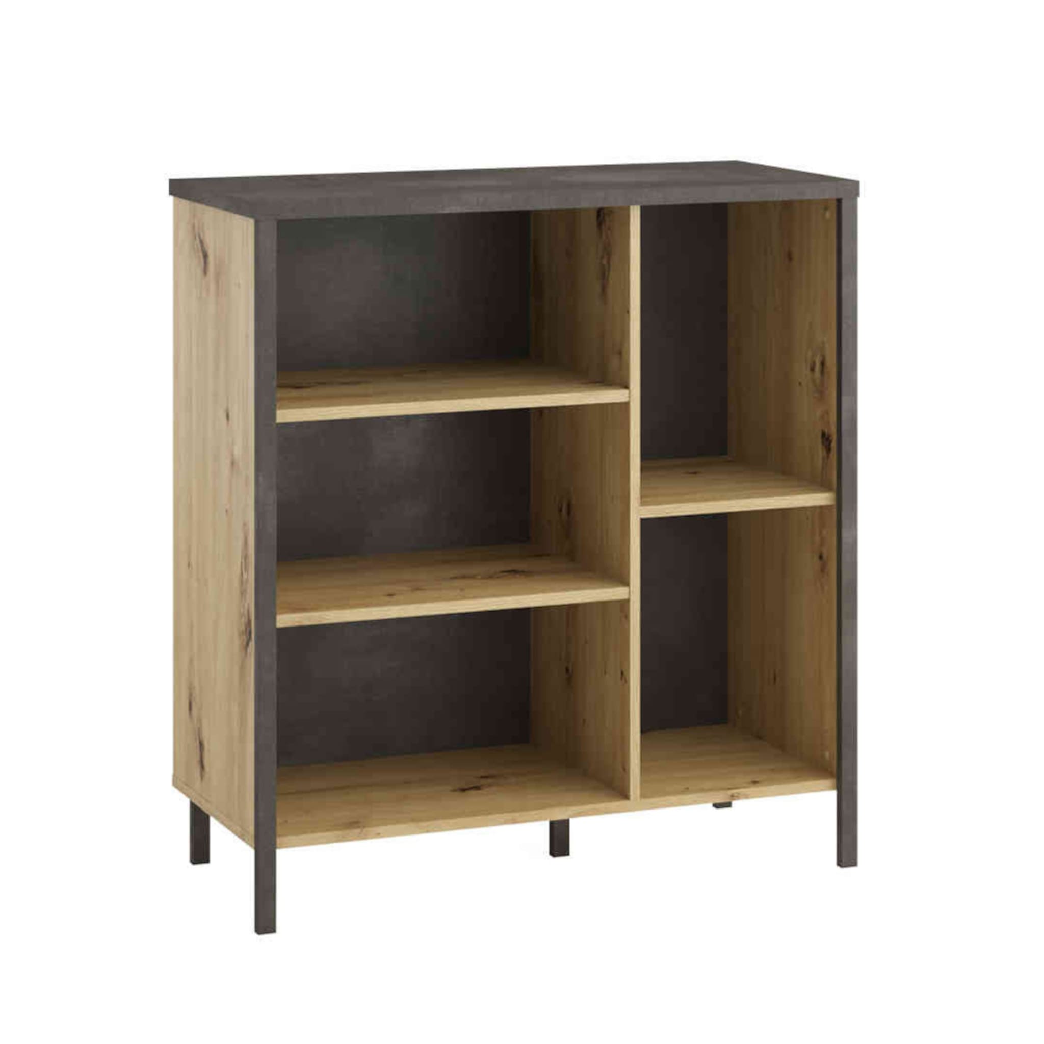 Commode 5 cases en bois imitation chêne clair - CO13001