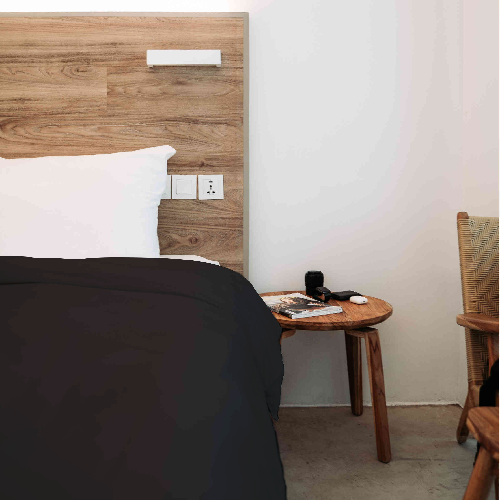 Housse de couette 100% coton noir 140x200 cm - Tradilinge