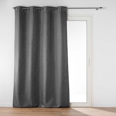 Rideaux à œillets isolant jacquard anthracite 140x260