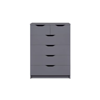 Commode 6 rangements en bois gris anthracite - CO12098