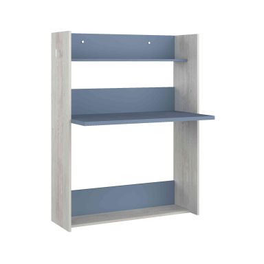 Bureau enfant à paroi en bois grisé et bleu - BU9018
