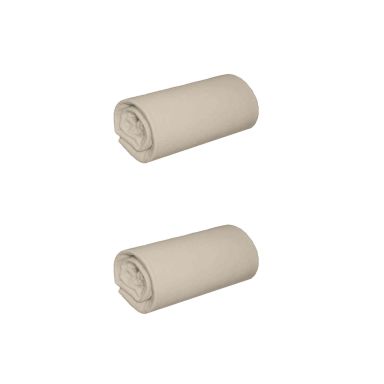 Lot de 2 draps housses jersey beige bonnet 30 cm