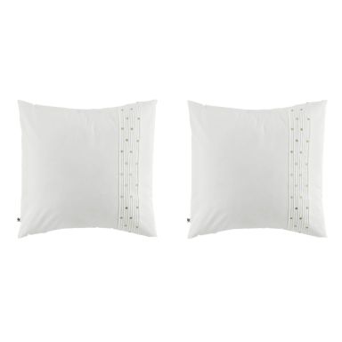 Lot de 2 taies d'oreiller brodées plis religieuses blanc 63x63 cm