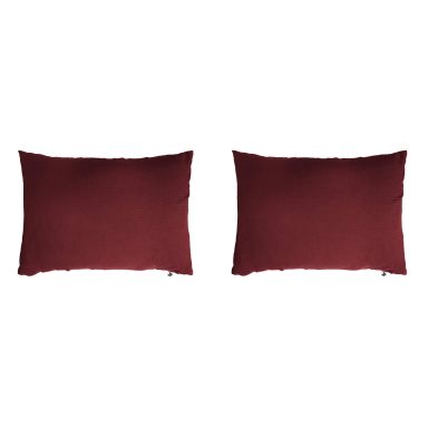 Lot de 2 taies d'oreillers double gaze de coton bordeaux 50x70 cm