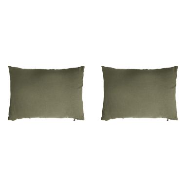 Lot de 2 taies d'oreillers double gaze de coton kaki 50x70 cm