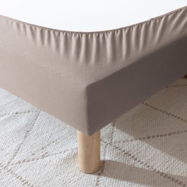 Cache sommier coton jersey taupe ambiance zoom