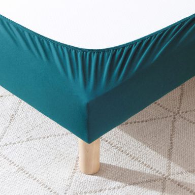 Cache sommier coton jersey bleu canard ambiance zoom
