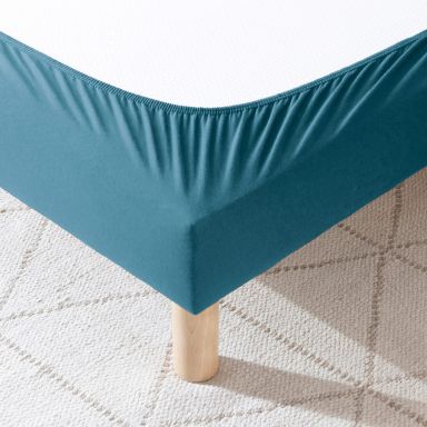 Cache sommier coton jersey bleu ocean ambiance zoom