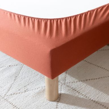 Cache sommier coton jersey terracotta ambiance zoom