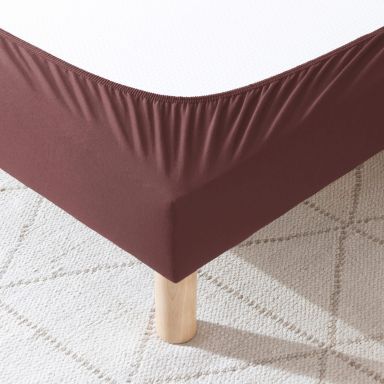 Cache sommier coton jersey marron ambiance zoom