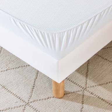 Cache sommier coton jersey blanc ambiance zoom