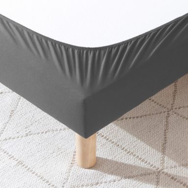 Cache sommier coton jersey anthracite ambiance zoom