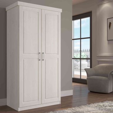 Armoire 2 portes en bois massif blanc laqué - AR12020