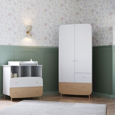 Armoire en bois 2 portes et 2 tiroirs blanc - AR2036