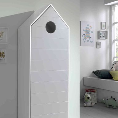 Armoire cabane enfant en bois gris
