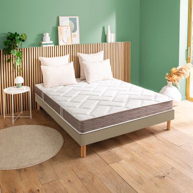 Ensemble matelas Bultex progress 2.0, sommier Vigoroso et pieds
