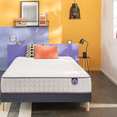 Ensemble Merinos matelas ressorts ensachés et mémoire de forme Beauty Bed, sommier Pencil medium et pieds