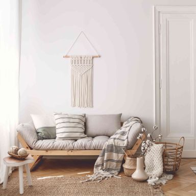 Banquette ajustable BEBOP en pin massif naturel matelas 75x200 + coussins 40x60 inclus