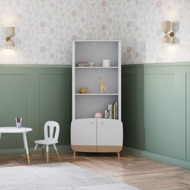Bibliothèque en bois avec 3 niches et 2 portes blanc - B2002