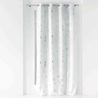 Rideau à œillets Bloomy blanc/argent 140x260 cm