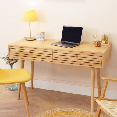 Bureau à rainures en bois massif naturel - BU17006