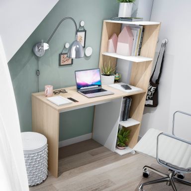 Bureau réversible avec étagères