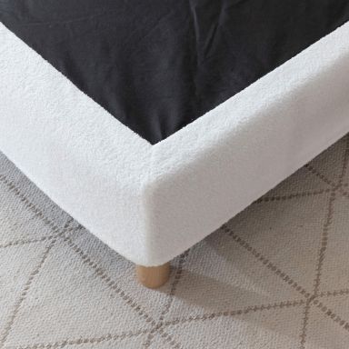 Cache-sommier bouclette intégral blanc 90x190