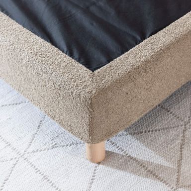 Cache-sommier bouclette intégral beige 90x190