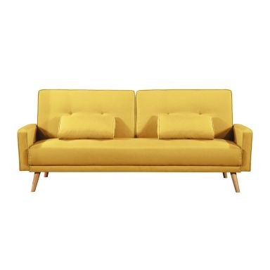 Canapé convertible droit scandinave 3 places en tissu jaune - CA00001