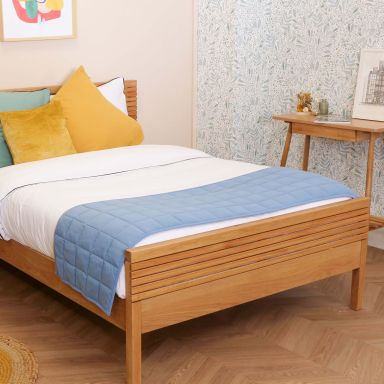 Chemin de lit matelassé jersey bleu océan