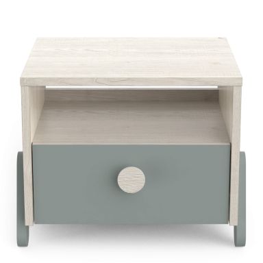 Chevet 1 tiroir 1 niche en bois couleur chêne topanga et vert de gris - CH219
