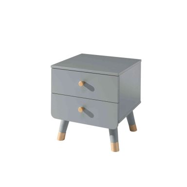 Chevet enfant 2 tiroirs en bois massif gris - CH2031