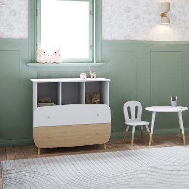 Commode en bois avec 2 tiroirs blanc - CO214
