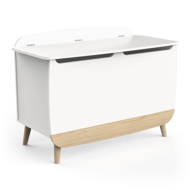 Coffre à jouet en bois bicolore blanc